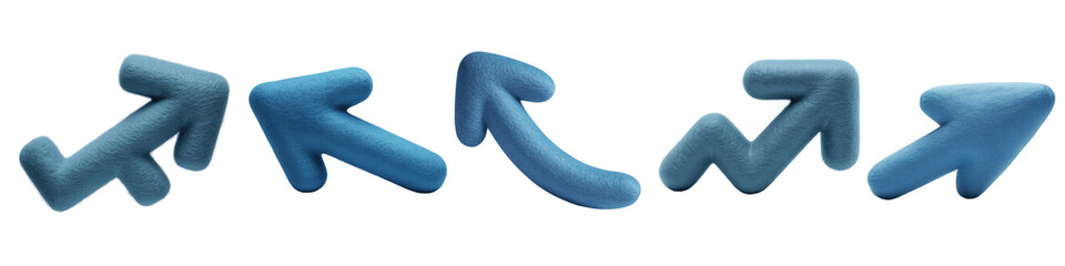 PNG Set for Five blue arrows pointing right isolated on transparent background