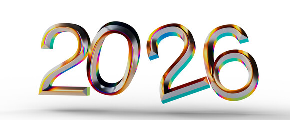 Abstract 3D rendering of the year 2026. Perfect for New Year's greetings, futuristic concepts, and celebrating the futur © vegefox.com