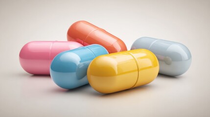 Colorful pharmaceutical capsules displaying medical treatment and health concepts