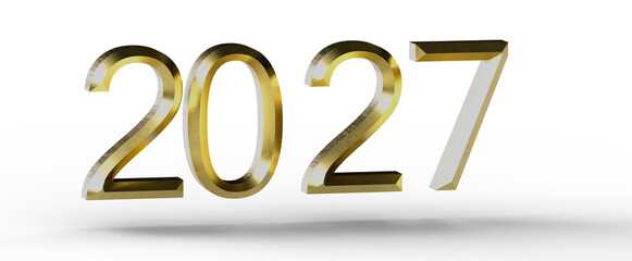 Elegant gold 2027 design, perfect for new year greetings and futuristic concepts. Great for various design needs. Ideal © vegefox.com