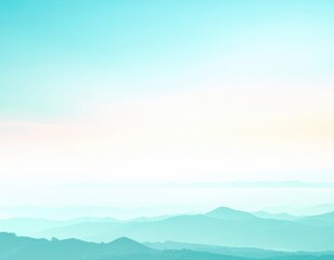 Obraz premium Soft Pastel Mountain Range Landscape Under Calm Blue Sky