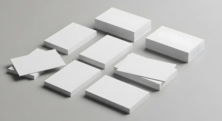 Stacked business cards on a grey background
