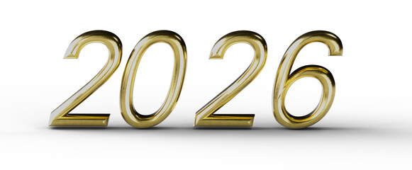 Luxurious golden 2026 year numbers, isolated on a clean white background. Perfect for new year greetings and holiday des © vegefox.com