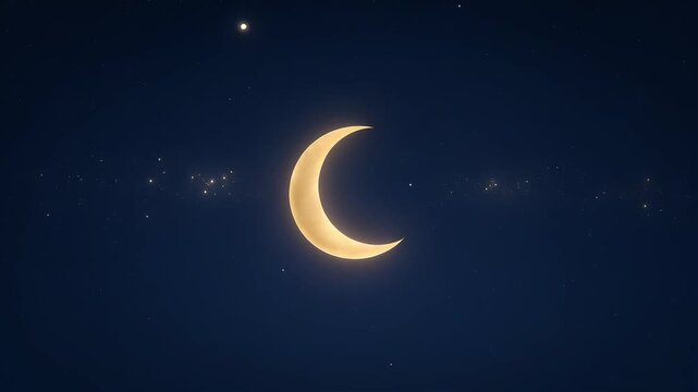 Crescent Moon Phases in Night Sky.