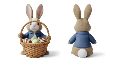 Easter Bunny with Basket and Eggs