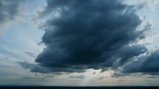 Moody clouds dominate the sky, hinting at an approaching storm on the horizon