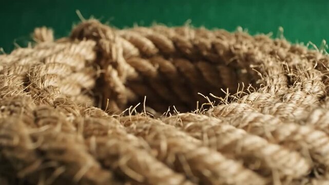 Coiled Rope - A Detailed Close-Up of Natural Fiber Texture.