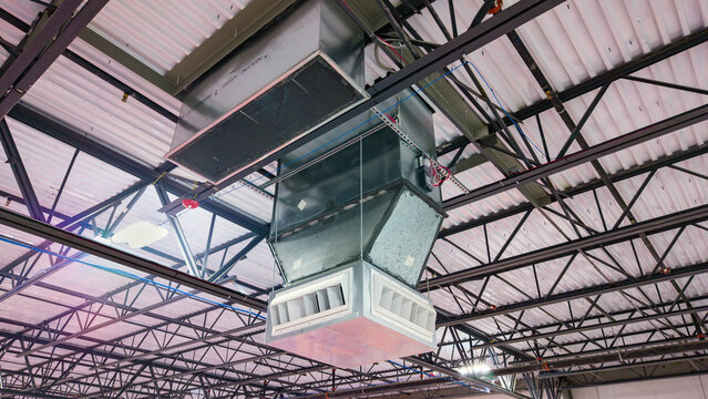 ceiling industrial blower unit, exhaust fan in cold storage  warehouse

