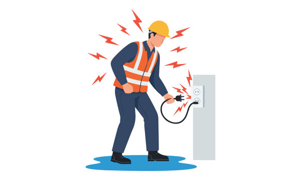 Worker Electrocuted by Power Outlet on Wet Floor, Electrical Hazard