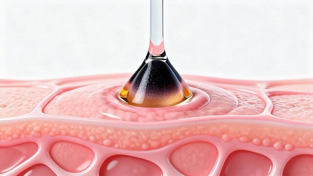 Skin pore with sebum and blackhead