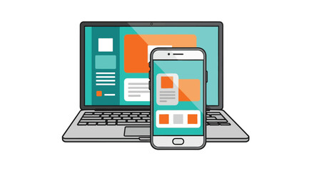 Fototapeta premium Modern devices displaying vibrant app screens side by side