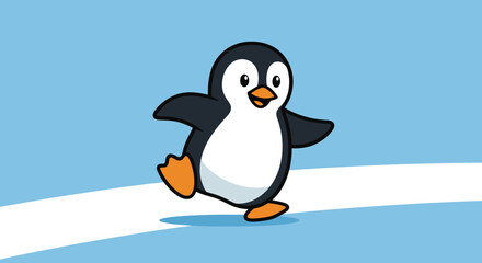 Cartoon Penguin on Ice. © Suro