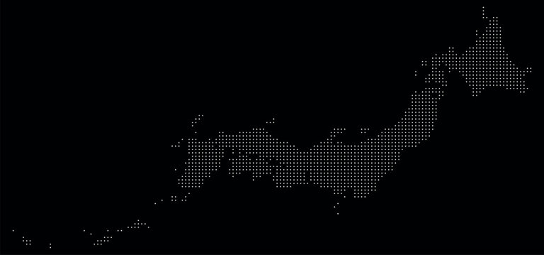 Vector Japan country map with geometry dotted pattern shape
