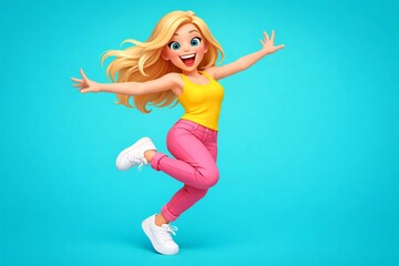 Girl or woman dance and jump