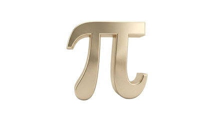 Golden Pi Symbol 3D Rendered on Transparent Background Mathematics Concept
