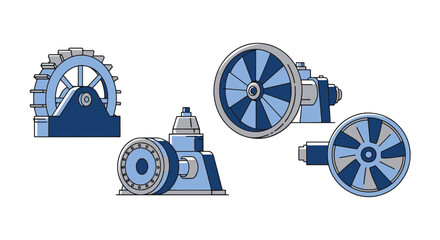Hydraulic Turbine minimal abstract color illustration © Suzan