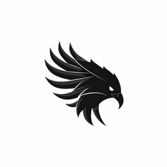 Obraz premium Powerful black eagle head profile vector illustration, majestic bird mascot graphic, fierce predatory symbol design