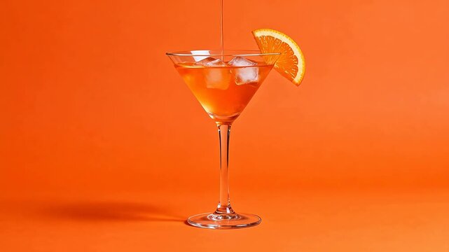 Orange cocktail with ice and orange slice