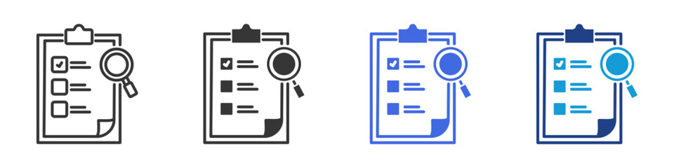 assessment icon set multiple style collection	