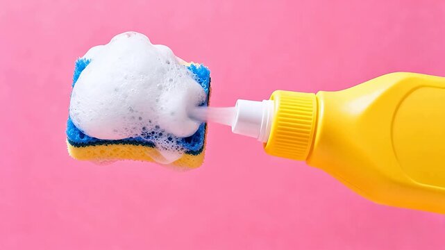 Cleaning sponge with soap foam