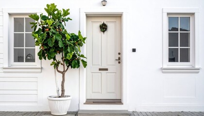 Charming Entrance with Fig Tree and Festive Wreath Decoration