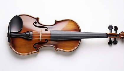 old violin on white background