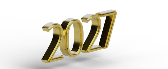 Gold 2027 new year sign on white. Perfect for greetings, Christmas, business promotions, and festive design projects. Sy © vegefox.com