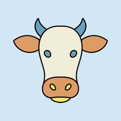 Fototapeta premium Cute Cow Head Minimal Flat Line Icon