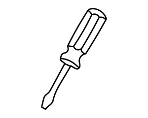 Fototapeta premium Hand-drawn vintage line art screwdriver. Editable stroke.