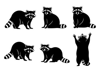 Silhouette Simple Raccoon Animal Mammal Wildlife Forest Cartoon Character Illustration
