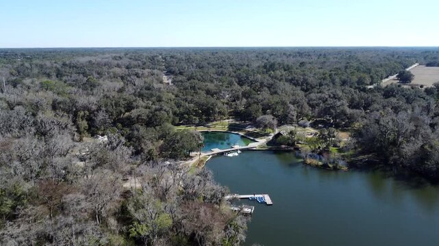 Flying over De Leon Springs drone shot