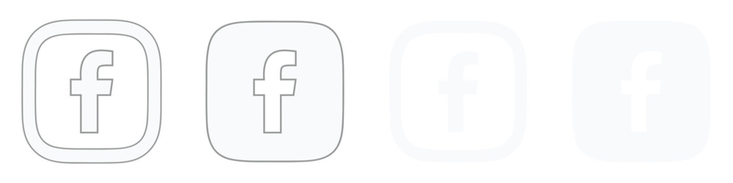White facebook logo icon symbol outline with modern rounded transparent background for social media web app and design element