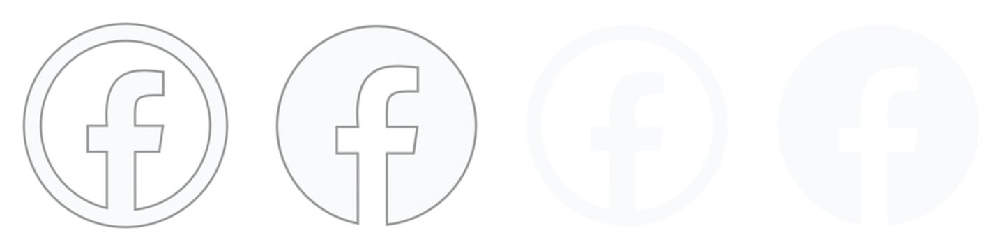 Facebook logo white icon symbol outline with modern circle png transparent background