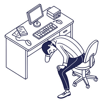 Man slouching in office chair at desk