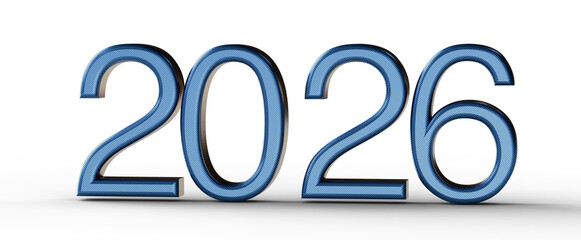 3D render of the year 2026 in blue numbers. Perfect for New Year greetings, future concepts, and business forecasts. Ide © vegefox.com