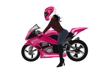 girl on motorcycle without background