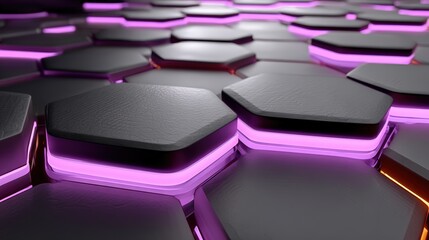 Obraz premium Modern Hexagonal Pattern with Neon Glow on Textured Surface