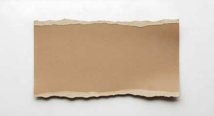Obraz premium Brown colored rough textured torn cardboard paper sheet with ripped edges on white background display