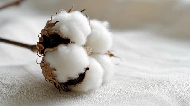 Close-up of a cotton flower on a white background.