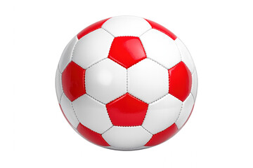 Fototapeta premium Soccer ball with red and white panels for sports and game activity on a transparent background