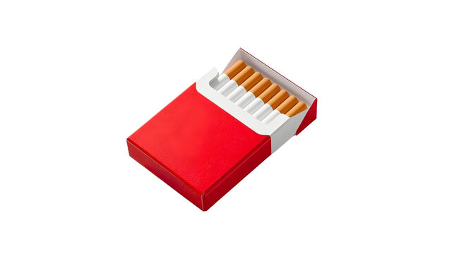 cigarette pack, red and white blank packaging, mockup opened box, design for smokers,, png, isolated on transparent background