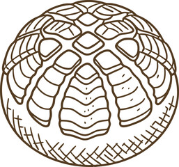 Traditional round decorative bread with carved patterns, outline drawing design