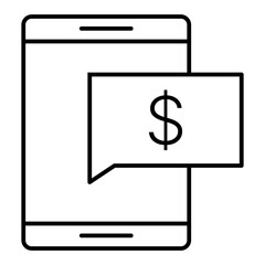 phone financial notification line icon with editable stroke