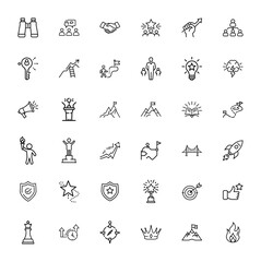 Business Success Line Icons Set Isolated on White Background Vector