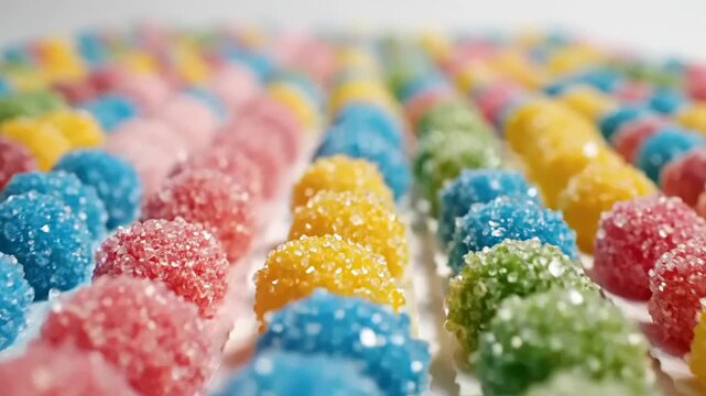 A Vast Collection of Colorful Candy Buttons Arranged in Rows, Showcasing Sweet Temptation and Playful Textures