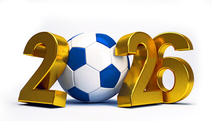 2026 soccer world championship concept with gold numbers
