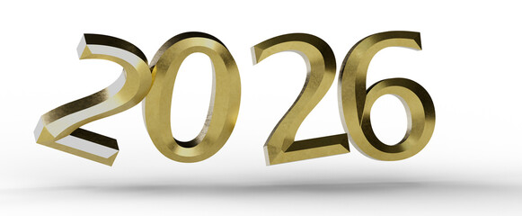 Elegant 3D rendered illustration of the year 2026 in gold, perfect for New Year's greetings, events, and business promot © vegefox.com