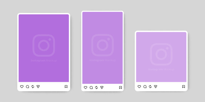 instagram post frame mockup template. social media and social network, instagram feed post mock up. vector user interface template . instagram notification icons