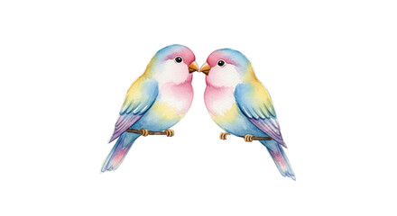 Obraz premium Adorable colorful birds perched together on branch