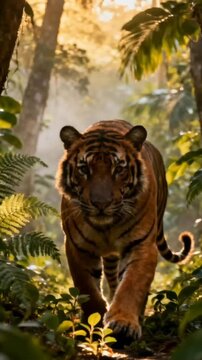 Bali Tiger (Panthera tigris balica) in Tropical Jungle &ndash; Extinct Indonesian Animal 4K
